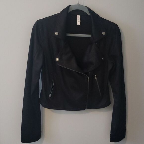 Xhileration Jacket Womens Medium Front Asymmetric Zip Moto Bomber - Picture 4 of 7